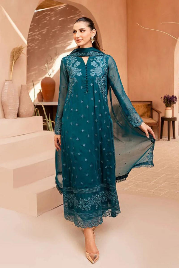 Azure Chiffon Suit-Green-Chiffon-Aarasta