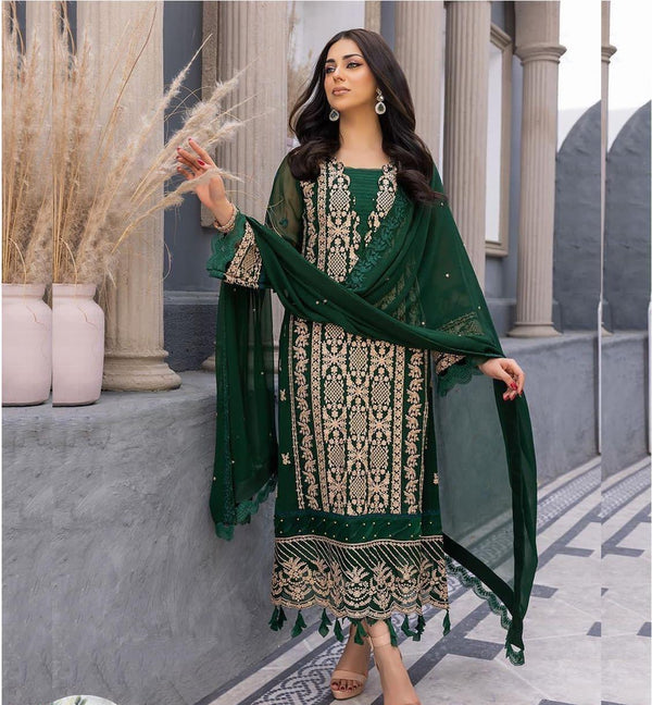 Azure Chiffon Suit-Green-Chiffon-Aarasta