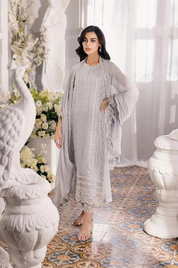 Azure Chiffon Suit-Grey-Chiffon-Aarasta