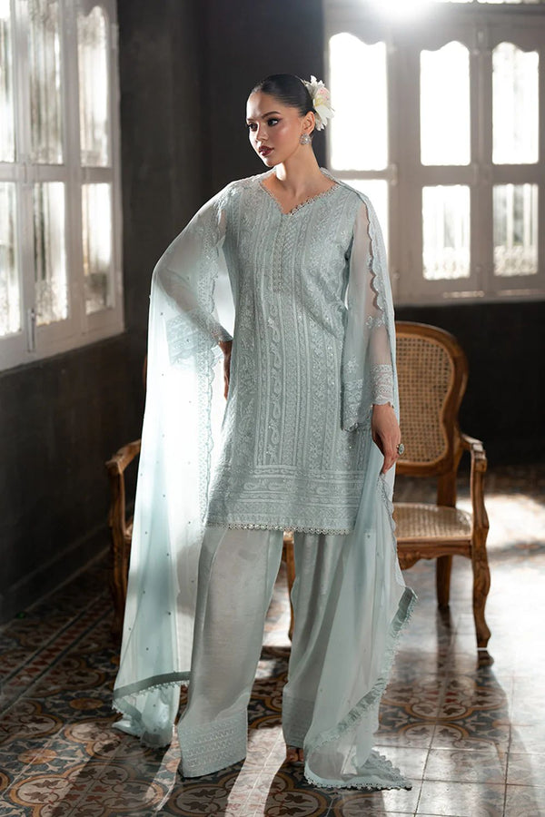 Azure Chiffon Suit-Grey-Chiffon-Aarasta
