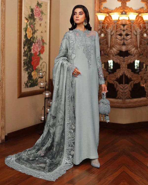 Azure Silk Suit-Grey-Silk-Aarasta