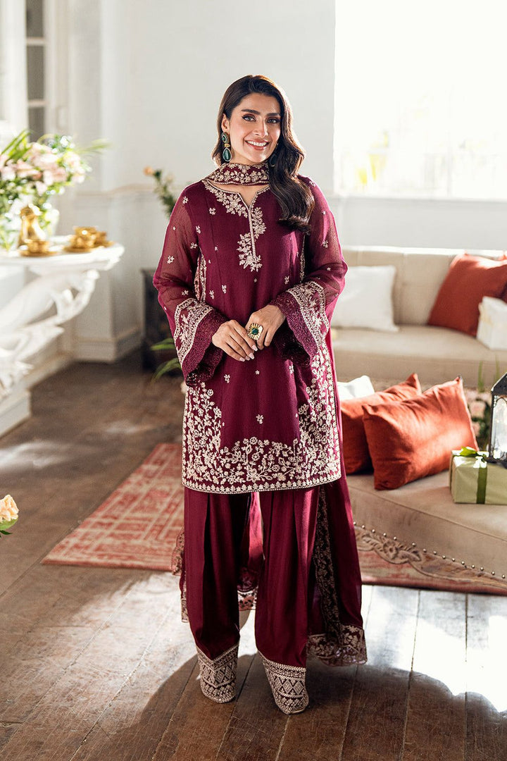 Azure Chiffon Suit-Maroon-Chiffon-Aarasta