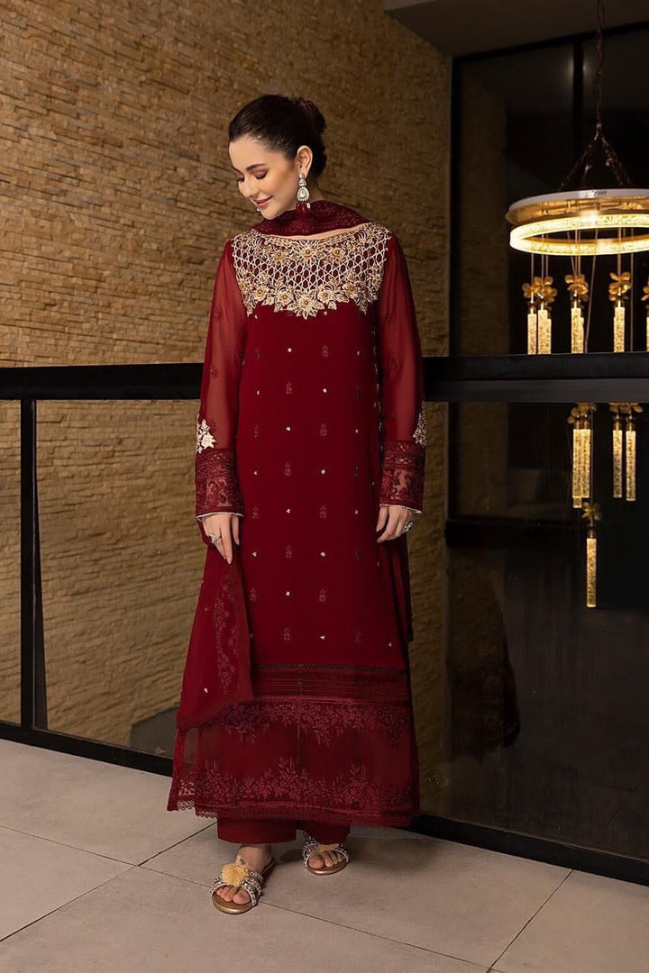 Azure Chiffon Suit-Maroon-Chiffon-Aarasta