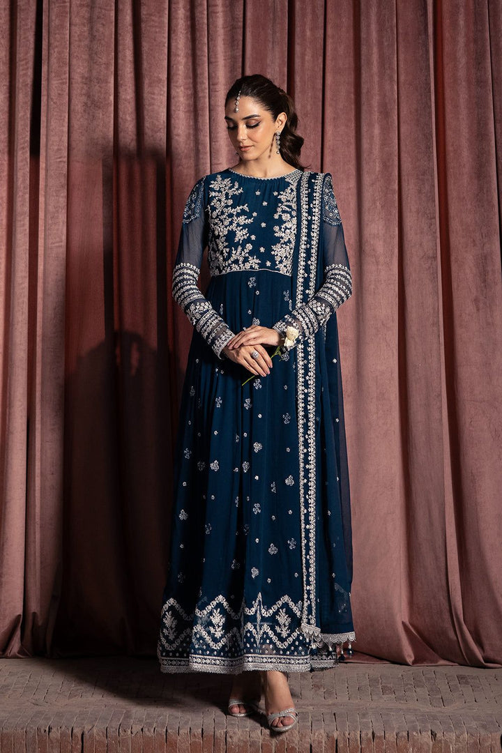 Azure Chiffon Suit-Navy-Chiffon-Aarasta