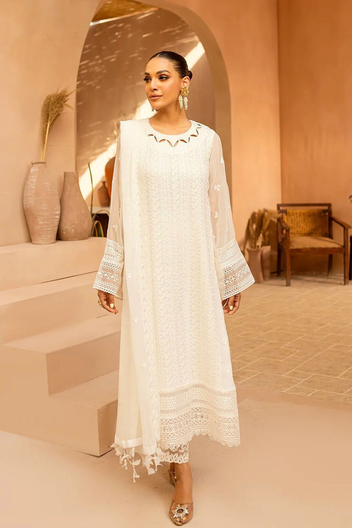 Azure Chiffon Suit-Off White-Chiffon-Aarasta