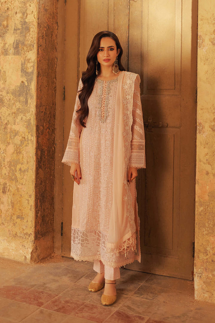 Azure Chiffon Suit-Orange-Chiffon-Aarasta
