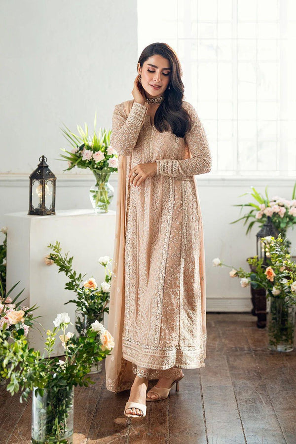 Azure Chiffon Suit-Peach-Chiffon-Aarasta