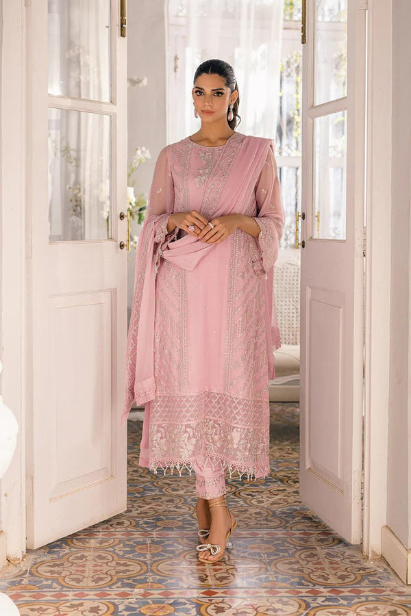 Azure Chiffon Suit-Peach-Chiffon-Aarasta