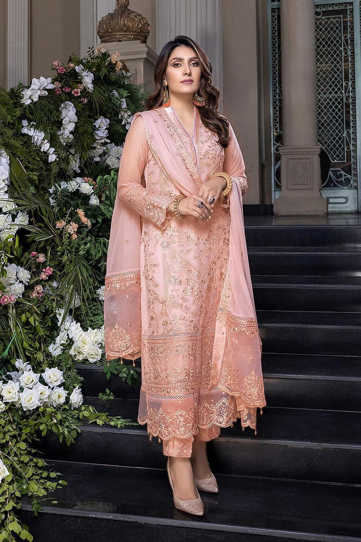Azure Chiffon Suit-Peach-Chiffon-Aarasta