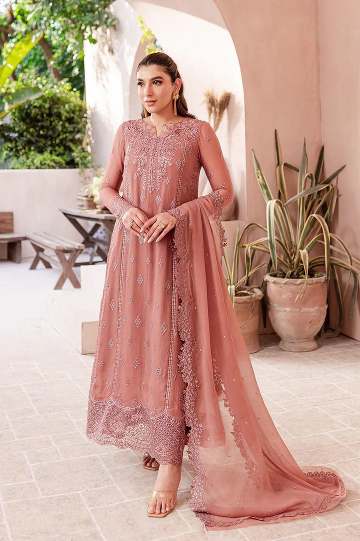 Azure Chiffon Suit-Peach-Chiffon-Aarasta
