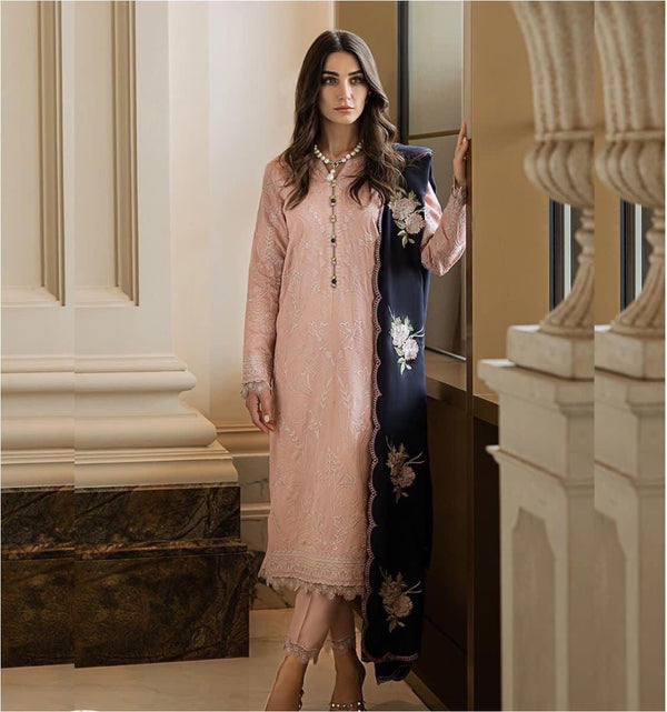 Azure Chiffon Suit-Pink-Chiffon-Aarasta