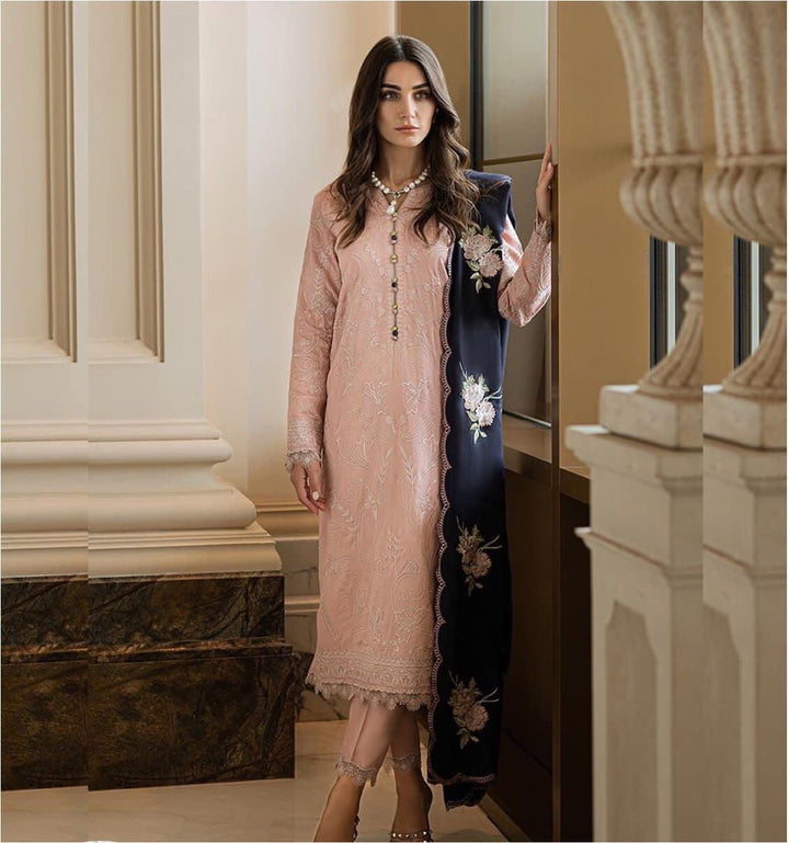 Azure Chiffon Suit-Pink-Chiffon-Aarasta