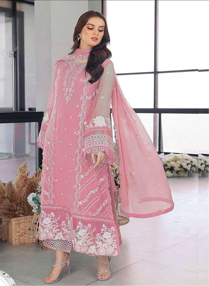 Azure Organza Suit-Pink-Organza-Aarasta