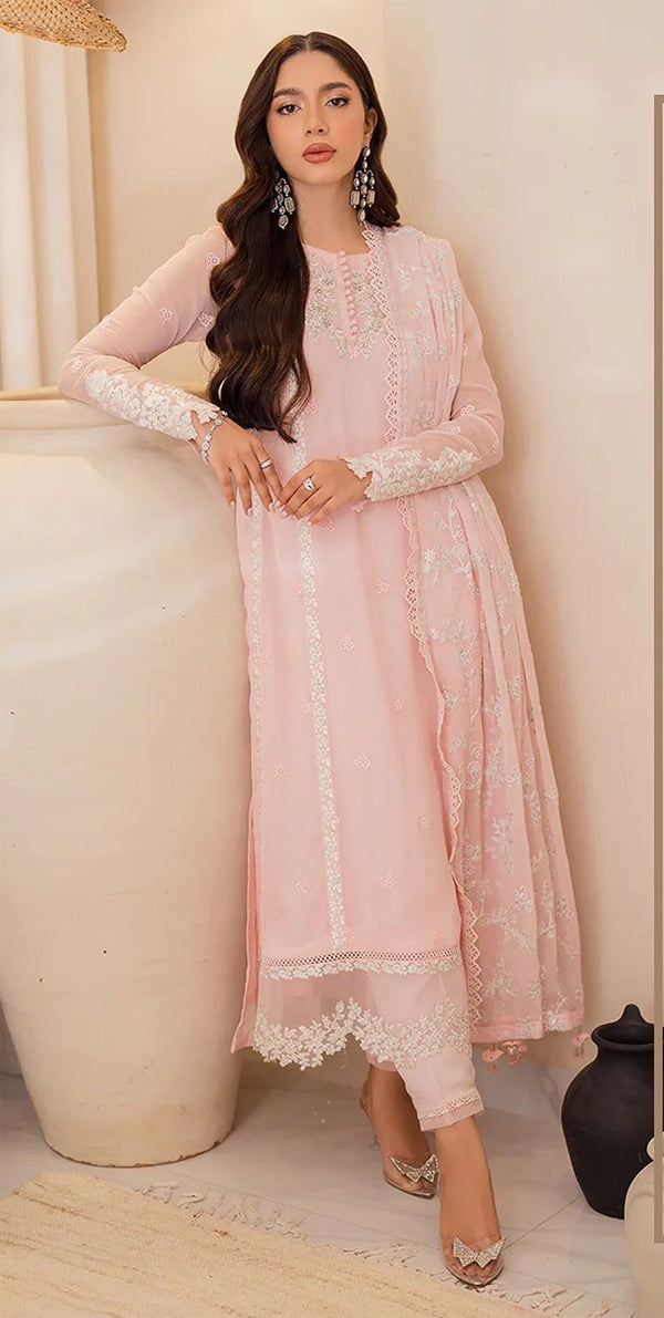 Azure Organza Suit-Pink-Organza-Aarasta