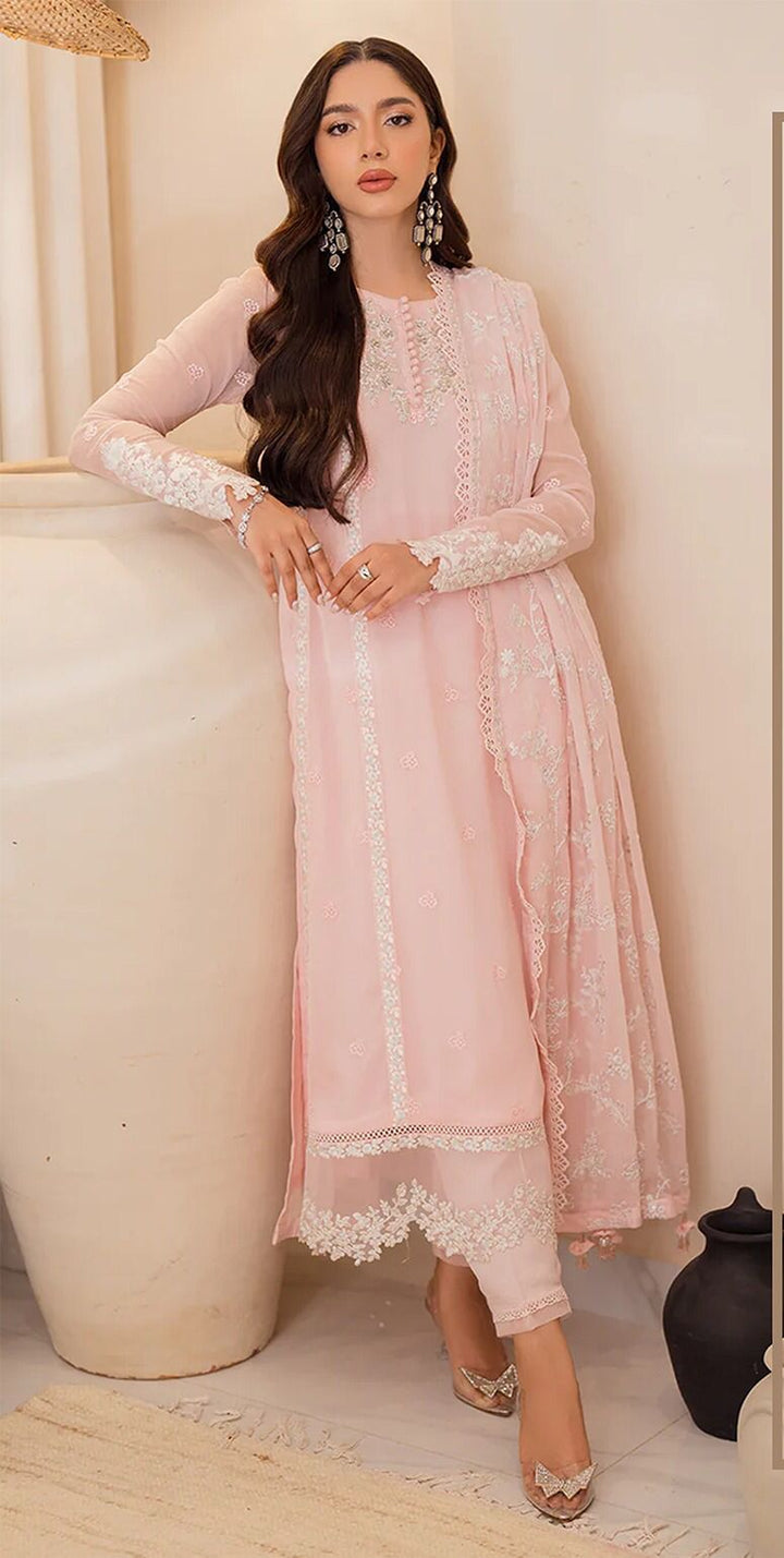 Azure Organza Suit-Pink-Organza-Aarasta