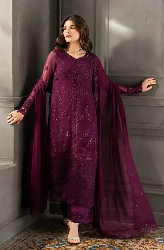 Azure Chiffon Suit-Purple-Chiffon-Aarasta