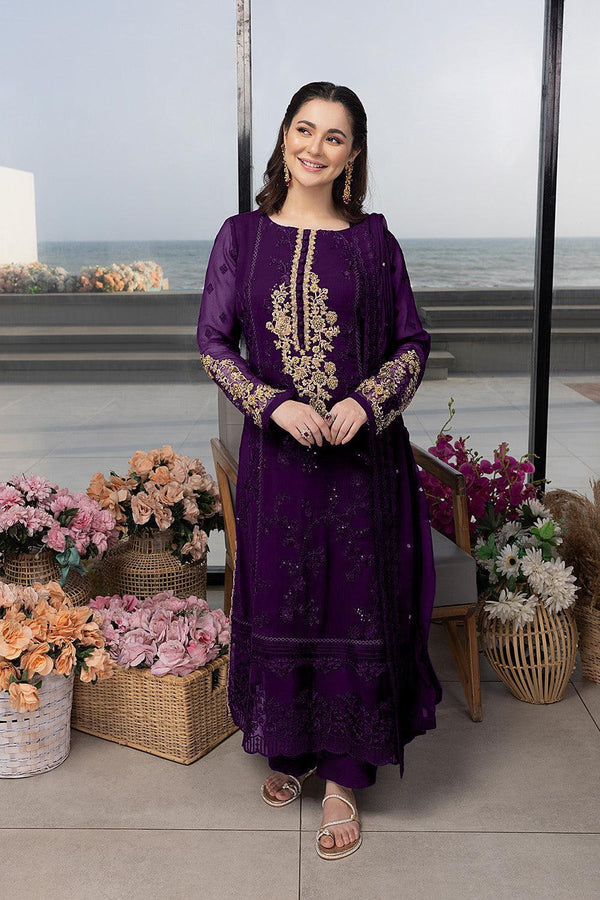Azure Chiffon Suit-Purple-Chiffon-Aarasta