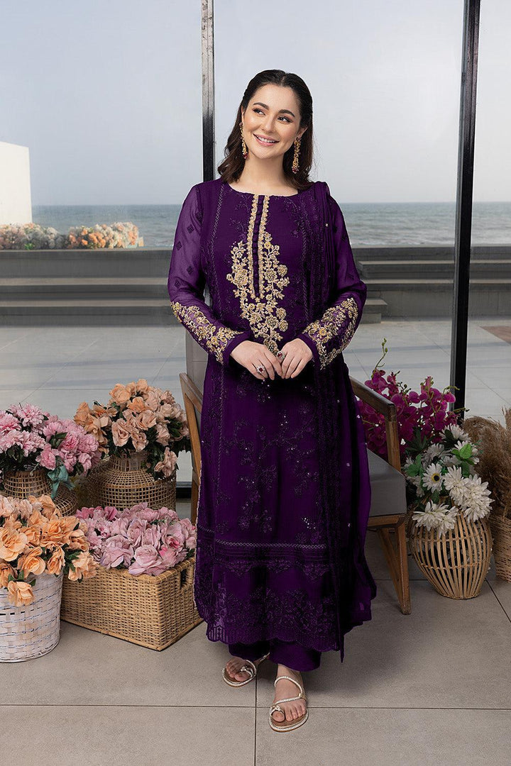 Azure Chiffon Suit-Purple-Chiffon-Aarasta
