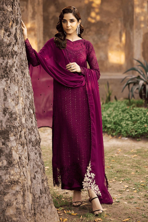 Azure Chiffon Suit-Purple-Chiffon-Aarasta
