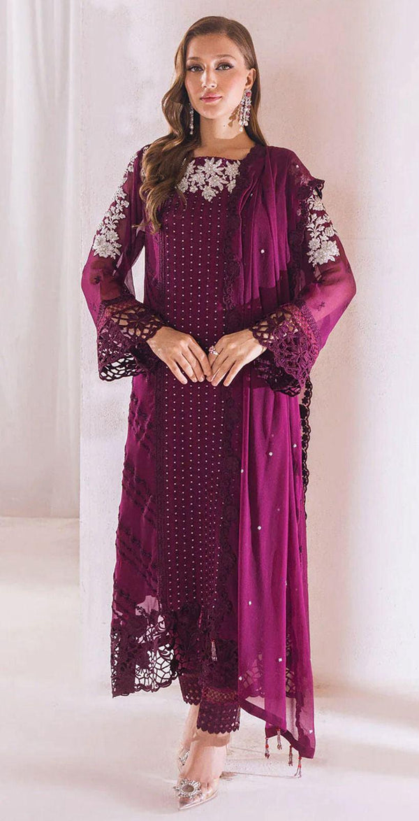 Azure Chiffon Suit-Purple-Chiffon-Aarasta