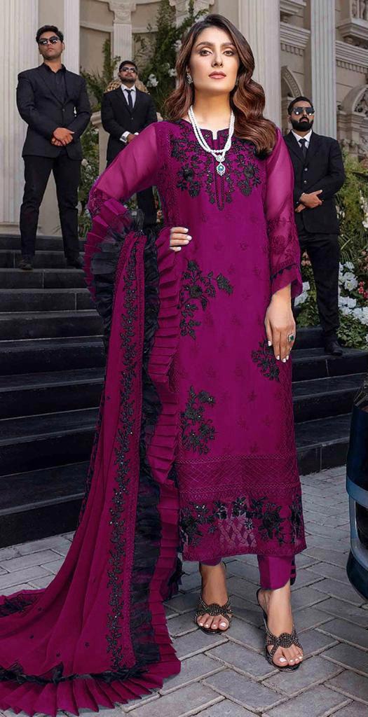 Azure Chiffon Suit-Purple-Chiffon-Aarasta