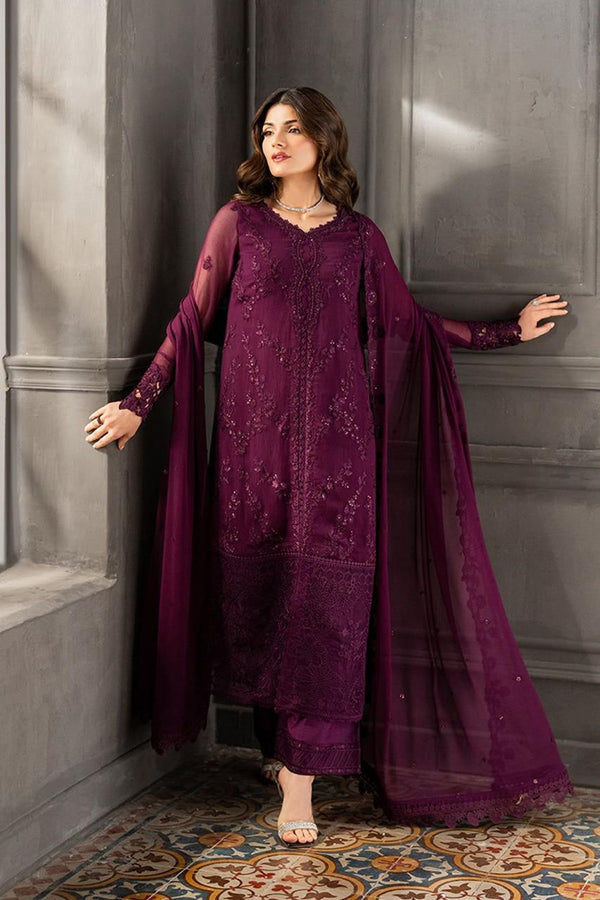 Azure Chiffon Suit-Purple-Chiffon-Aarasta