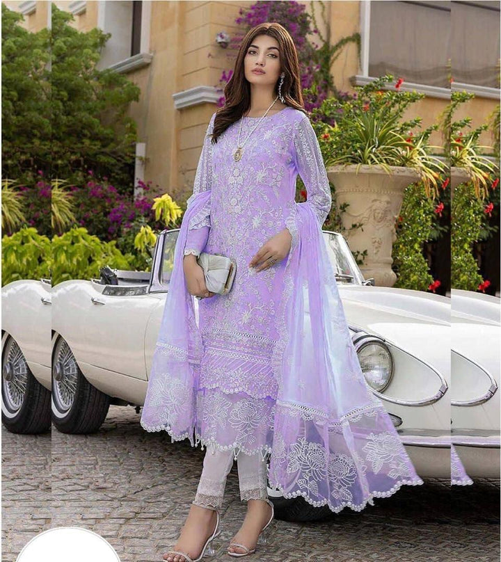 Azure Organza Suit-Purple-Organza-Aarasta
