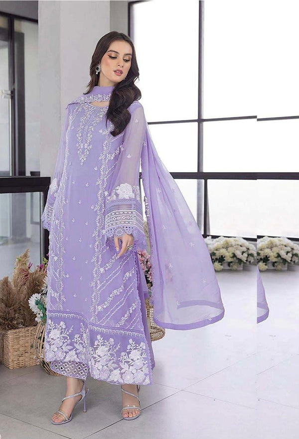 Azure Organza Suit-Purple-Organza-Aarasta