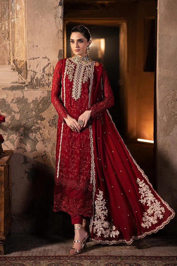 Azure Chiffon Suit-Red-Chiffon-Aarasta