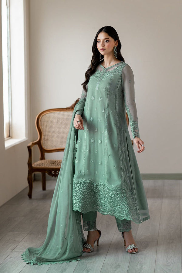 Azure Chiffon Suit-Sea Green-Chiffon-Aarasta