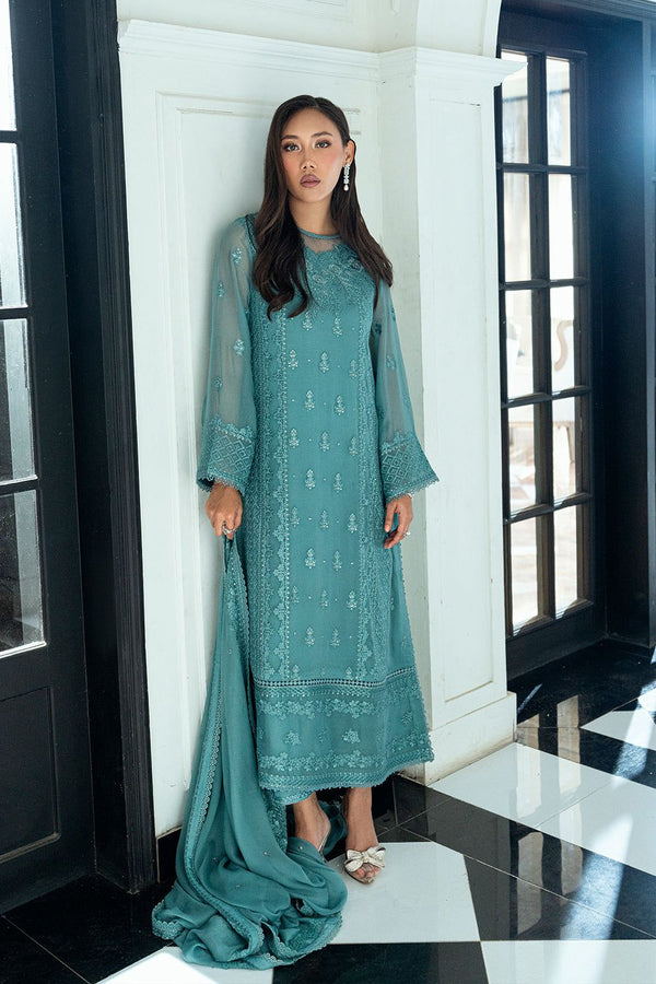 Azure Chiffon Suit-Sea Green-Chiffon-Aarasta