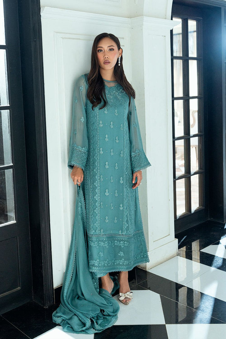 Azure Chiffon Suit-Sea Green-Chiffon-Aarasta