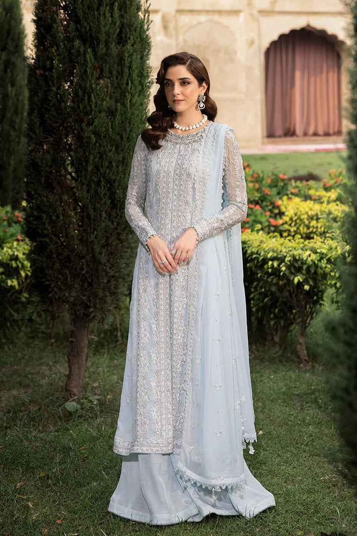 Azure Chiffon Suit-Silver-Chiffon-Aarasta