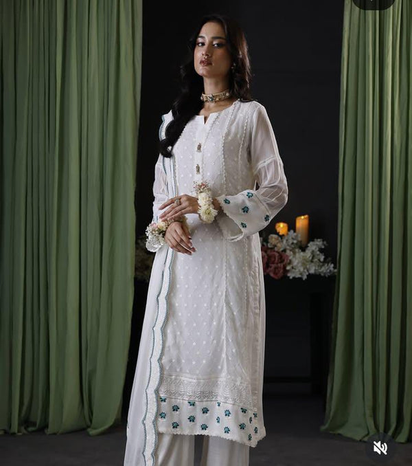 Azure Chiffon Suit-White-Chiffon-Aarasta