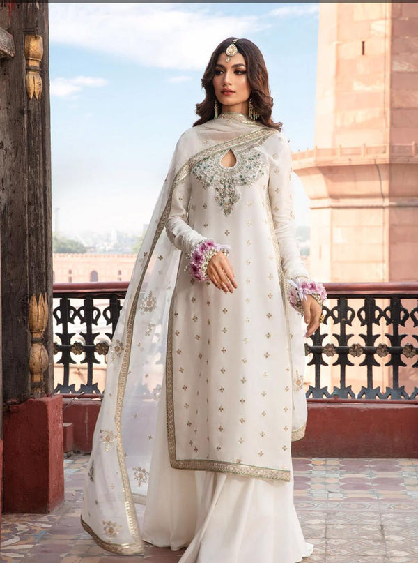 Azure Chiffon Suit-White-Chiffon-Aarasta
