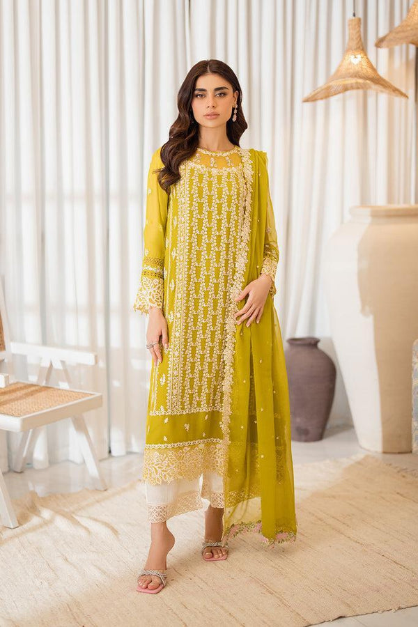 Azure Chiffon Suit-Yellow-Chiffon-Aarasta