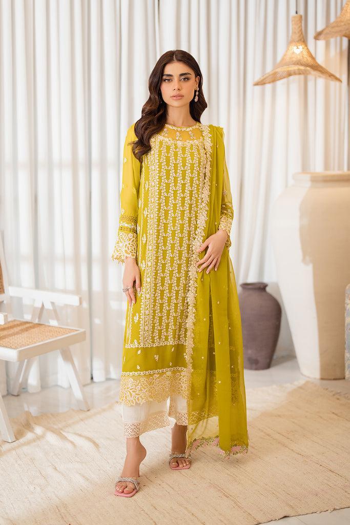 Azure Chiffon Suit-Yellow-Chiffon-Aarasta