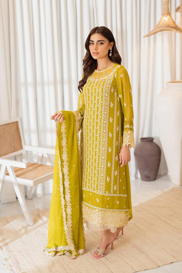 Azure Chiffon Suit-Yellow-Chiffon-Aarasta