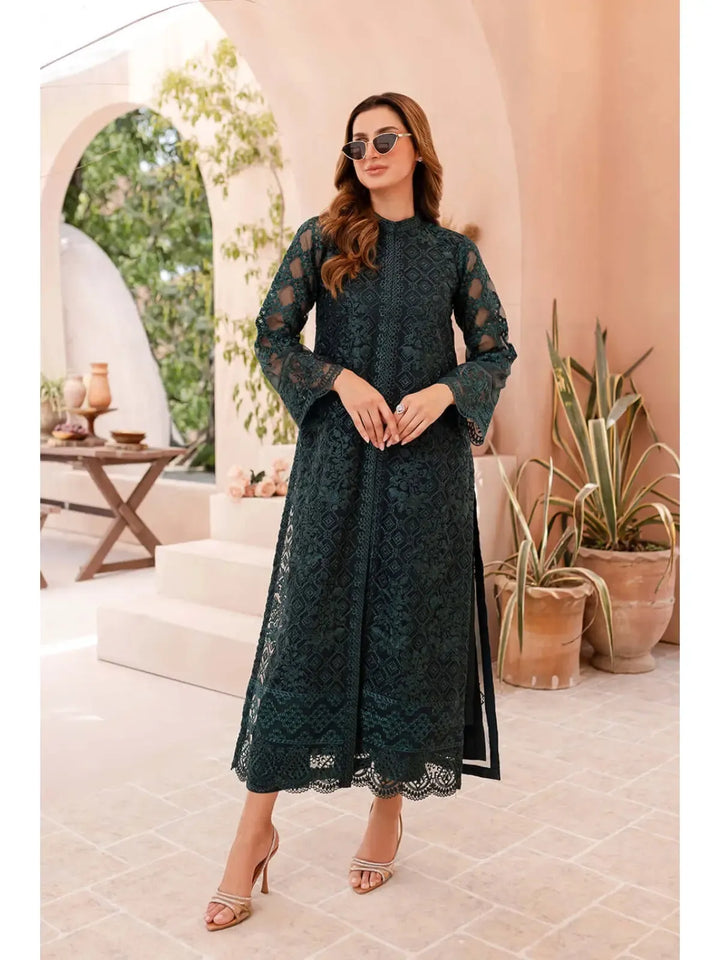 Azure Organza Suit-Zinc-Organza-Aarasta