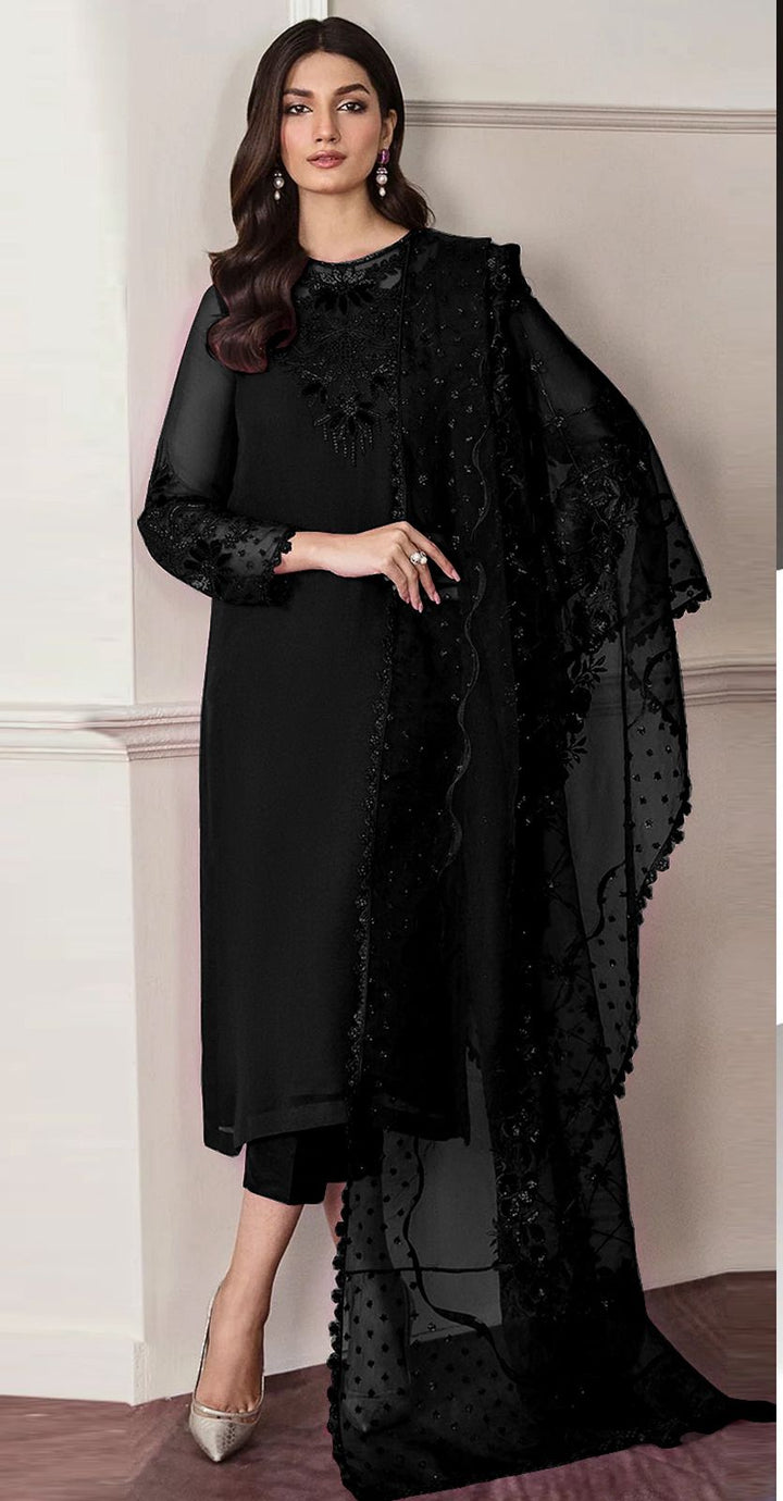 Baroque Chiffon Suit-Black-Chiffon-Aarasta