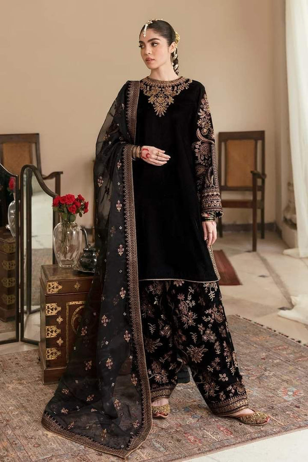 Baroque Chiffon Suit-Black-Chiffon-Aarasta
