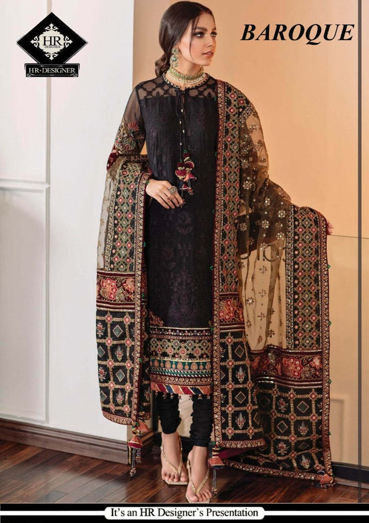 Baroque Organza Suit-Black-Organza-Aarasta