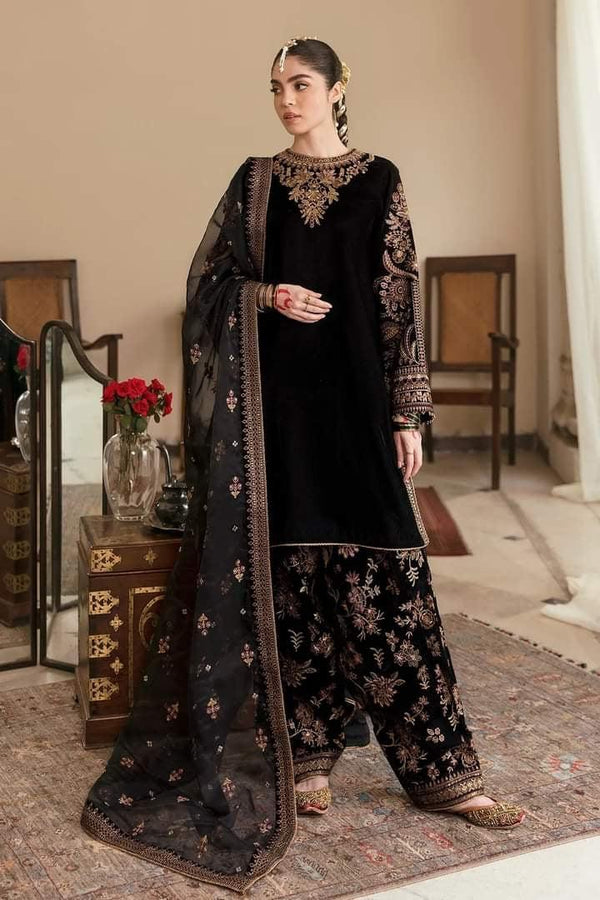 Baroque Jazmin Velvet Suit-Black-Velvet-Aarasta
