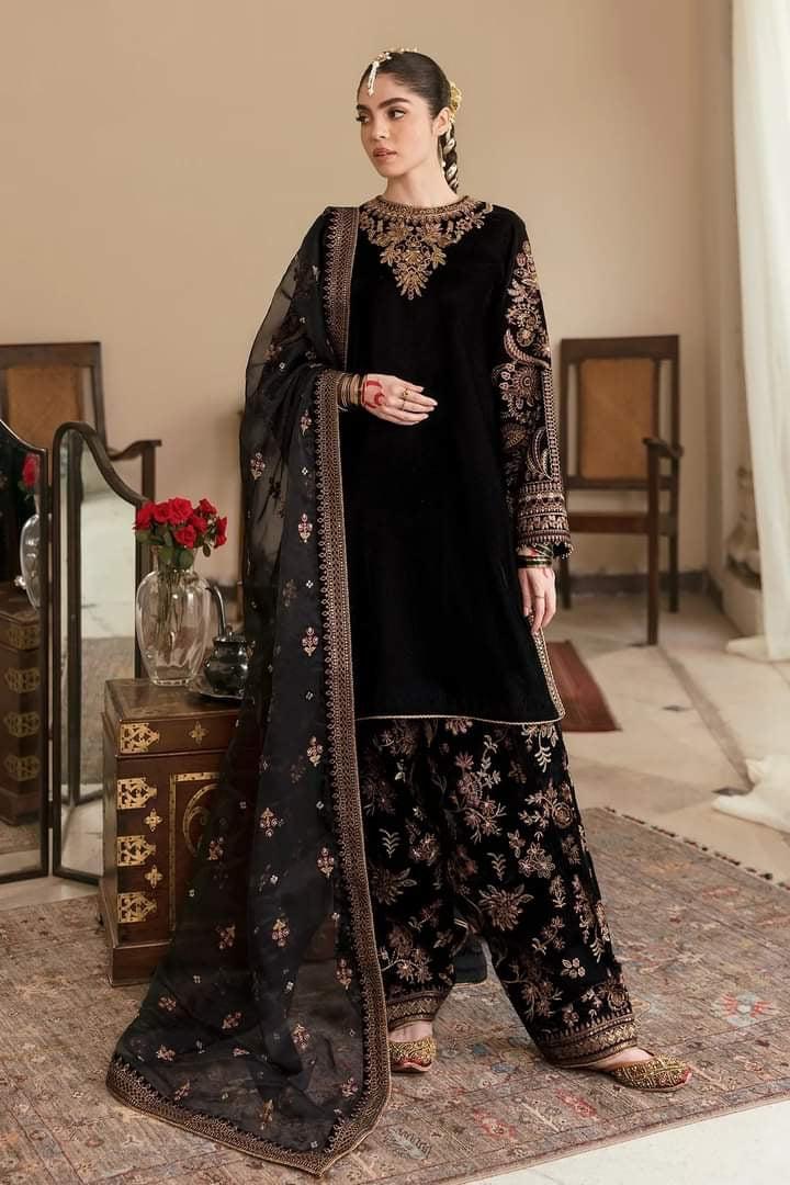 Baroque Jazmin Velvet Suit-Black-Velvet-Aarasta