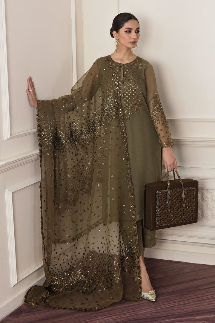 Baroque Chiffon Suit-Brown-Chiffon-Aarasta