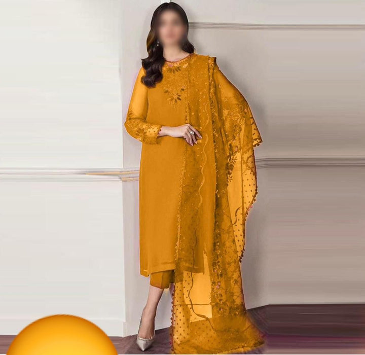 Baroque Chiffon Suit-Golden-Chiffon-Aarasta