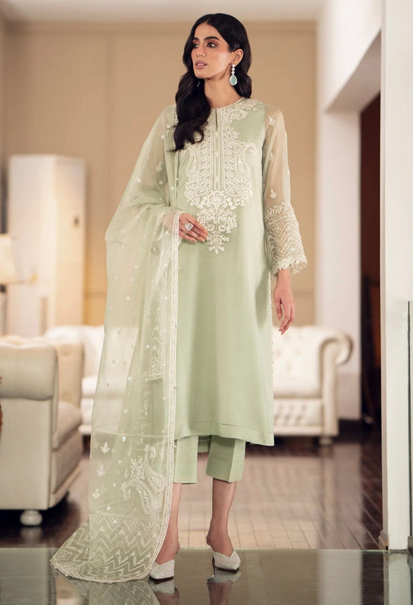 Baroque Chiffon Suit-Green-Chiffon-Aarasta