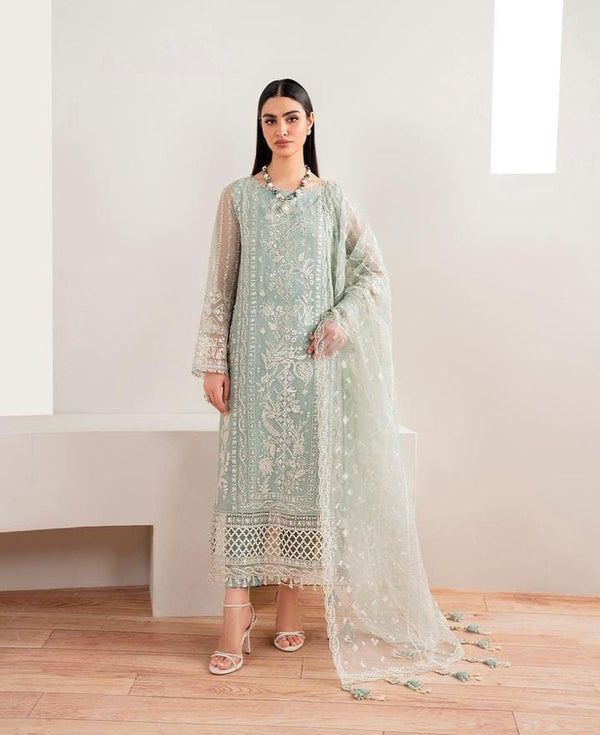 Baroque Chiffon Suit-Green-Chiffon-Aarasta