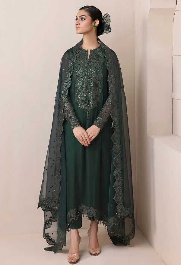 Baroque Chiffon Suit-Green-Chiffon-Aarasta