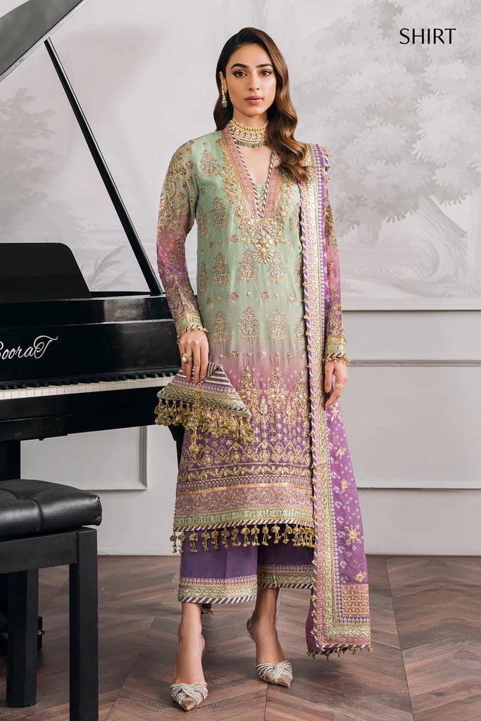 Baroque Chiffon Suit-Green-Chiffon-Aarasta